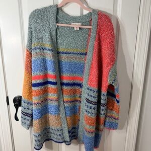 Sincerely Jules Multicolor Striped Cardigan Colorblock striped bouckle NWOT